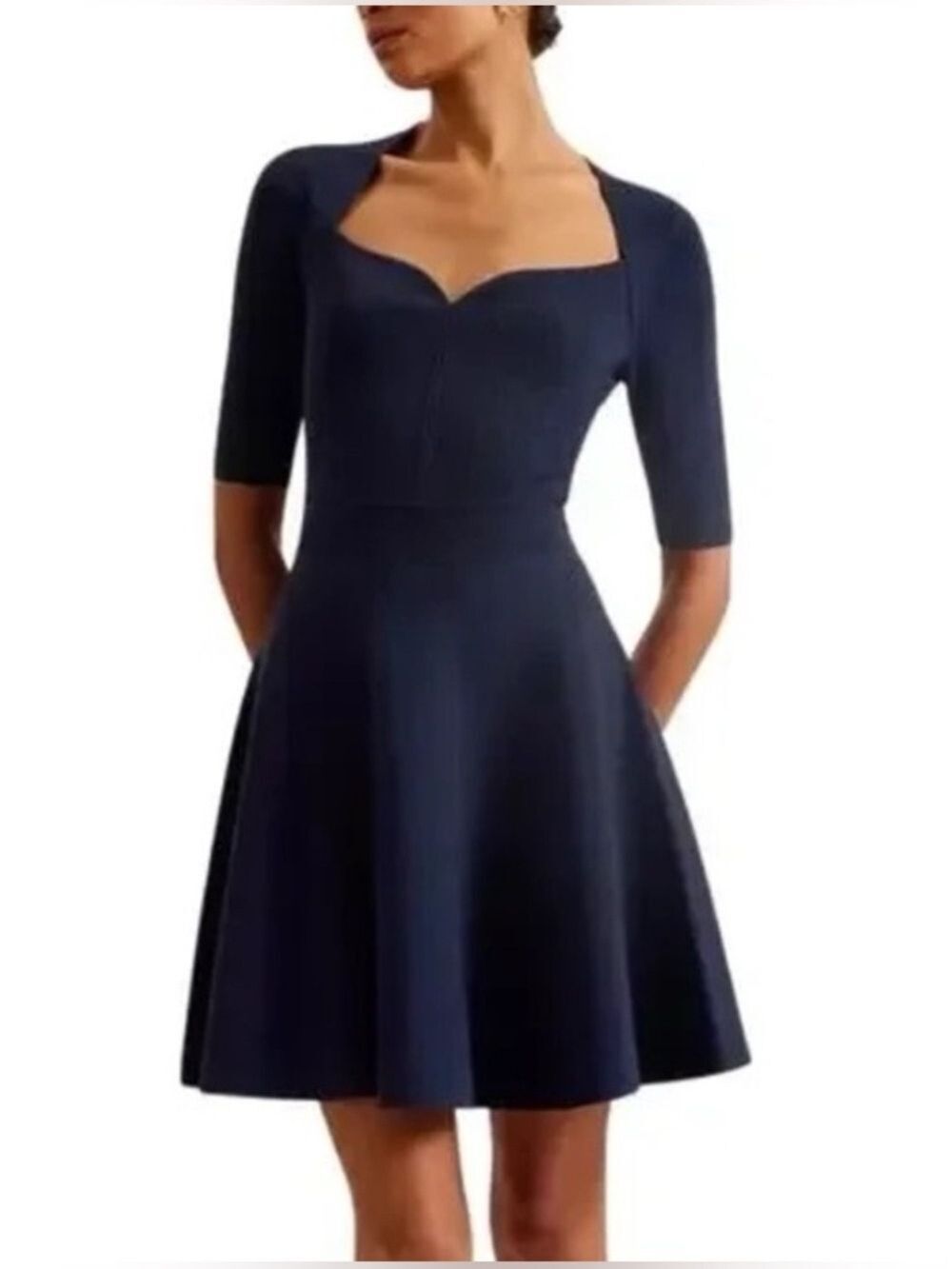 Ted Baker London Milly Sweetheart Sweater Dress in Navy Blue. Size 1 US XS /4